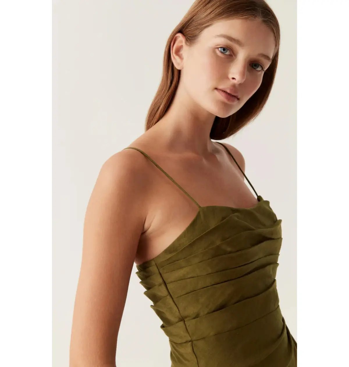 Aje Clarice Draped Maxi Dress Deep Olive Size AU 14 photo 4