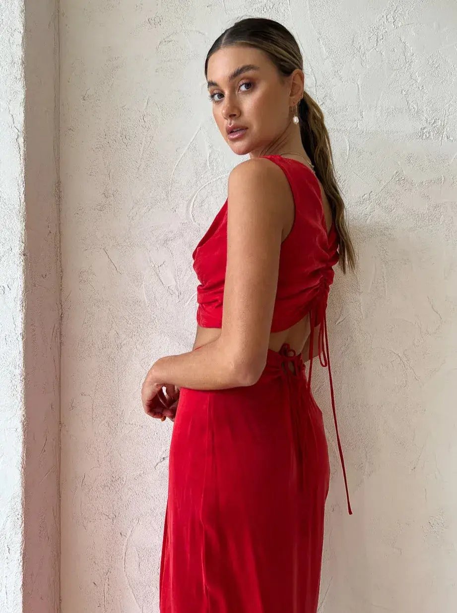 One Fell Swoop Marni Crop and Review Skirt Set Red Size 8 photo 4