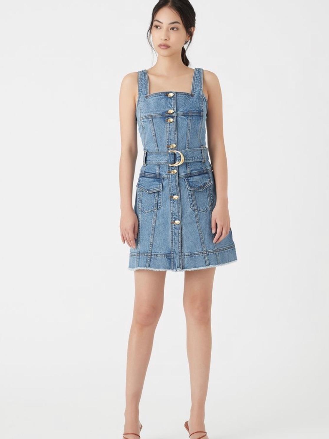 Aje Paperbark Denim Belted Mini Dress Blue Size 4 photo 5