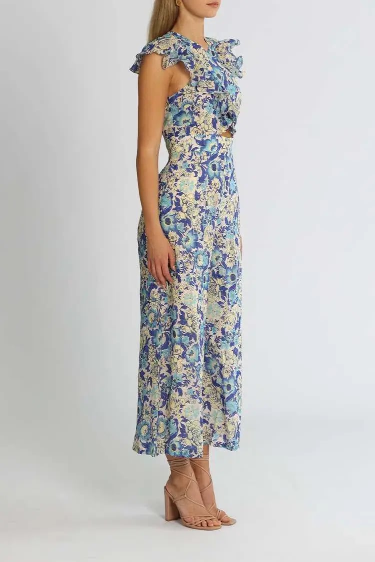 Alice McCall Frida Jumpsuit Sapphire Blue Print Size 10 photo 2