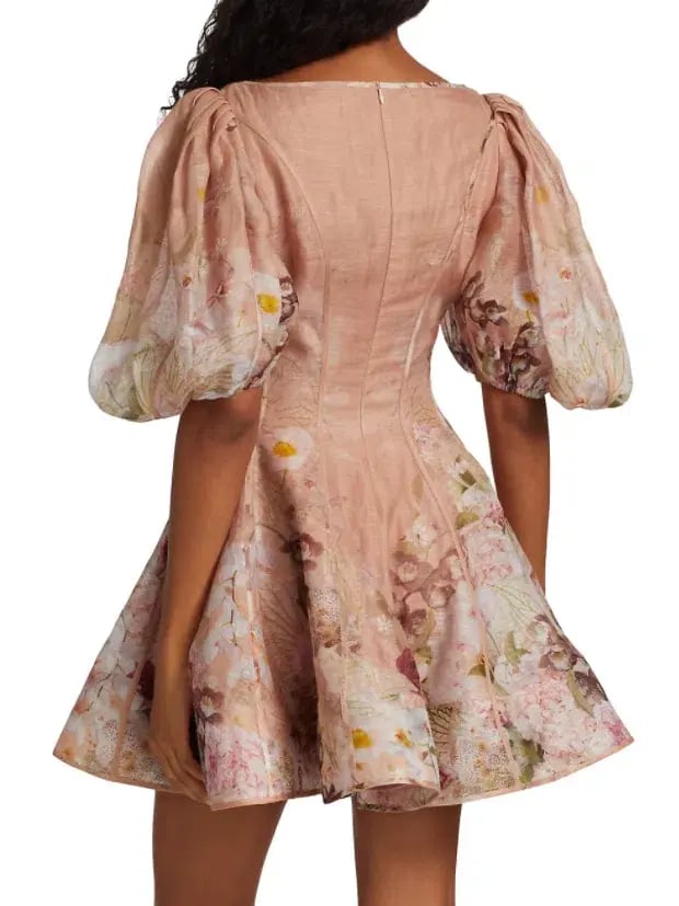Zimmermann Dancer Puff Sleeve Mini Dress Floral Size 1 / Au 10 photo 4