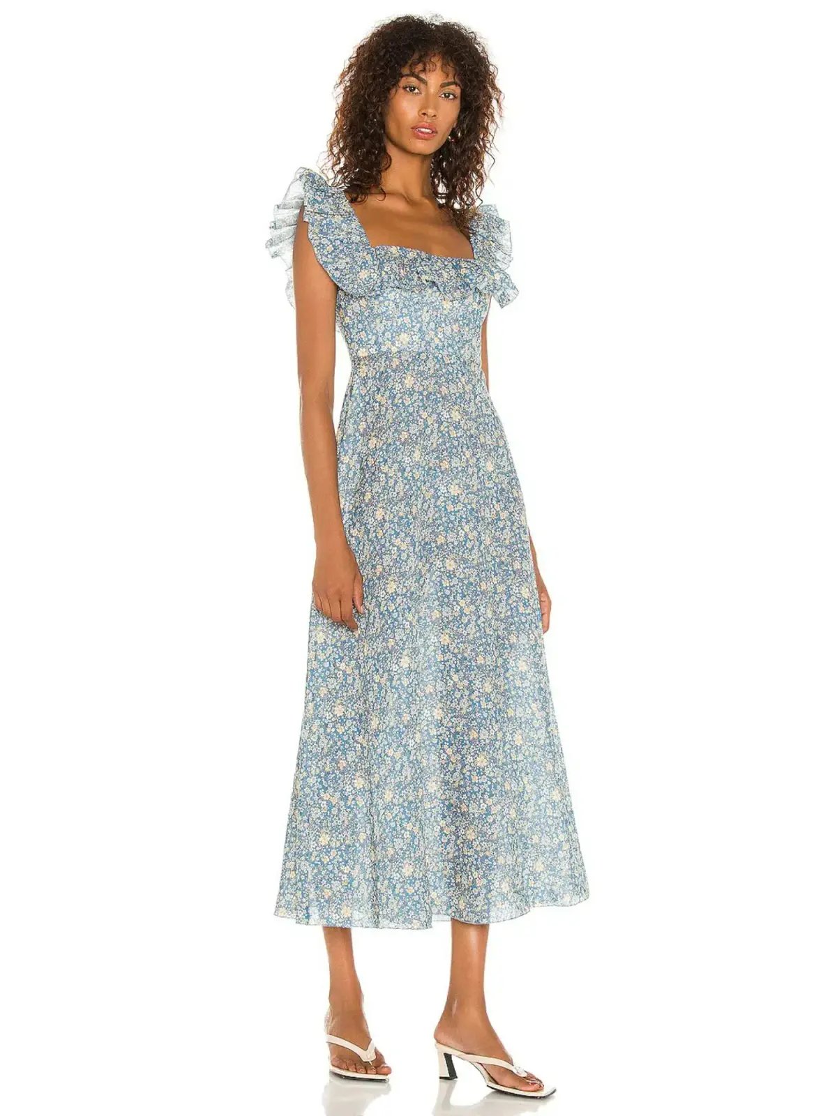Zimmermann Carnaby Ruffle Floral Midi Dress Blue Floral Size 3 / AU 14 photo 3
