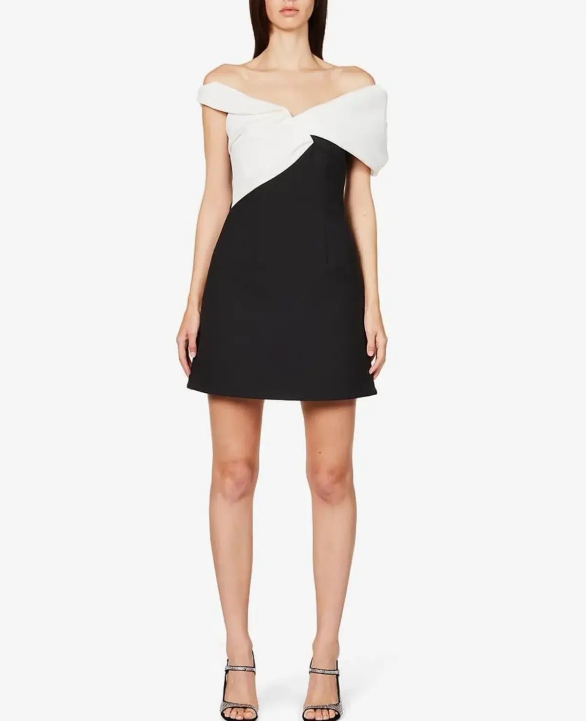 Rachel Gilbert Matteo Asymmetrical Off Shoulder Mini Dress Black/White Size 1 / AU 8 photo 5