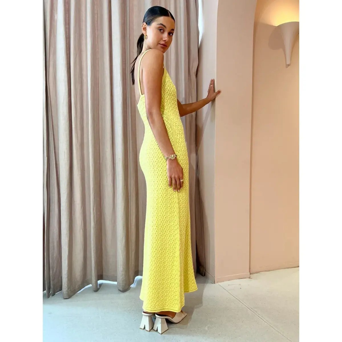 Bec & Bridge Effie Knit Key Maxi Dress in Yellow Size L / AU 12 photo 2
