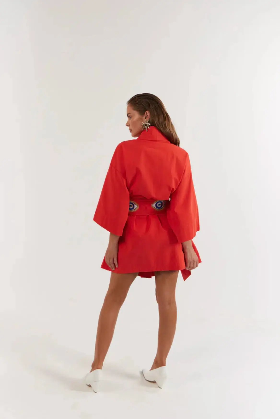 La Bohme Girls Nirvana Robe Dress Tangerine Evil Eye Size S-M  6-12 photo 5