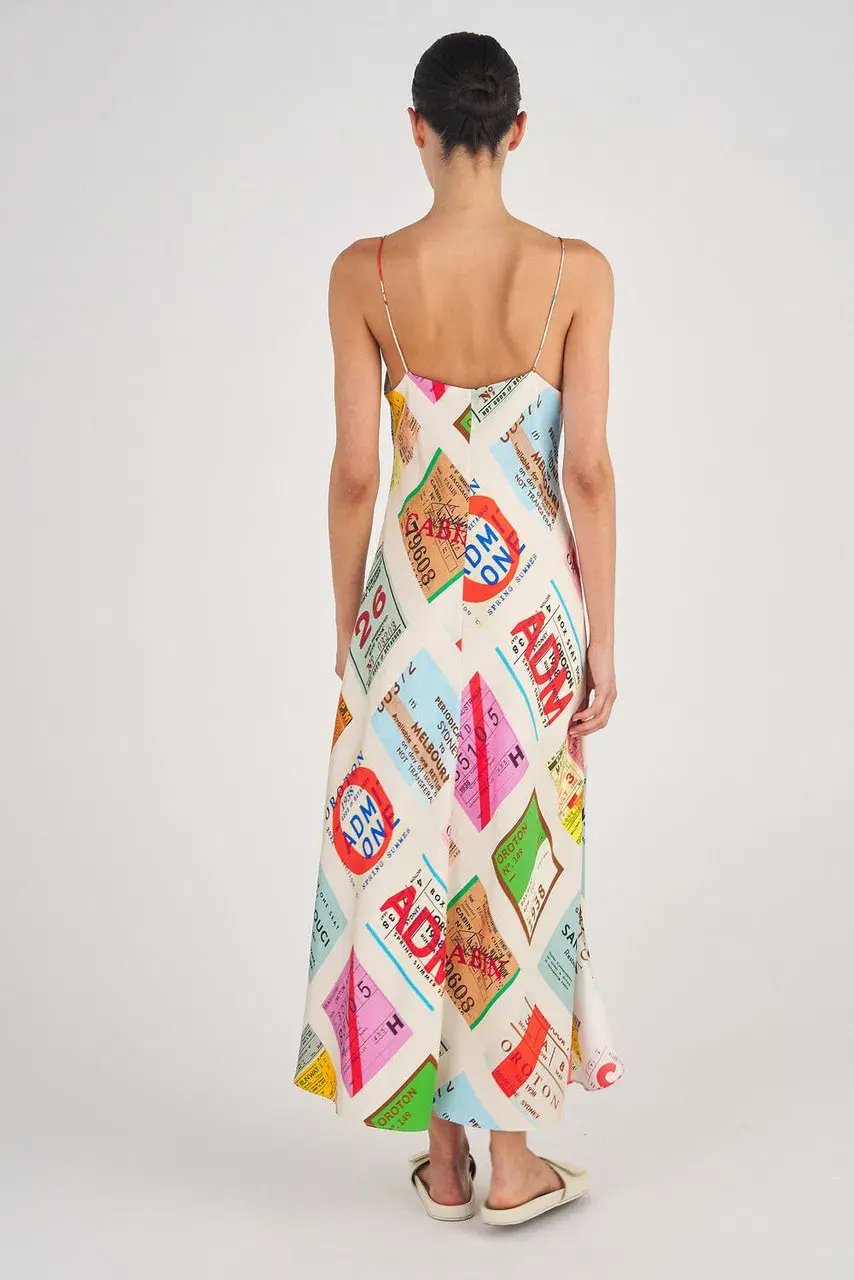Oroton Ticket Print Slip Dress Print Size 8 photo 2