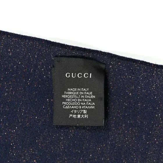 Gucci Metallic GG Wool Scarf Navy Bronze photo 5