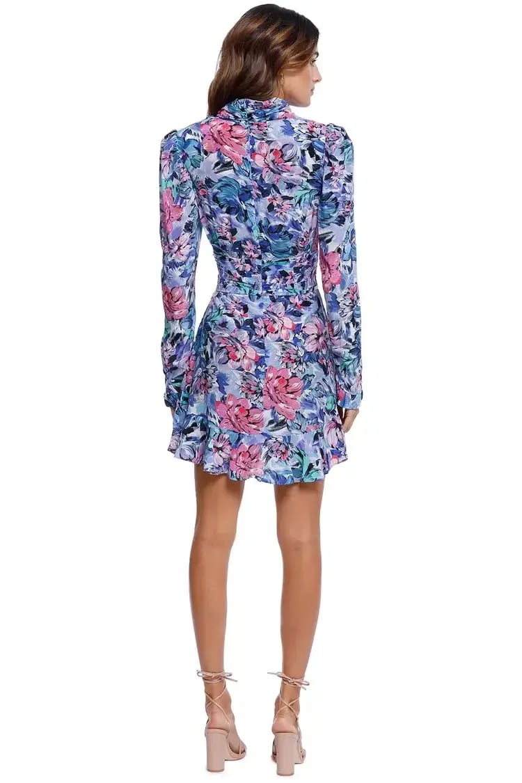 Rebecca Vallance La Violette Mini Dress Blue Multi Print Size 14 photo 3