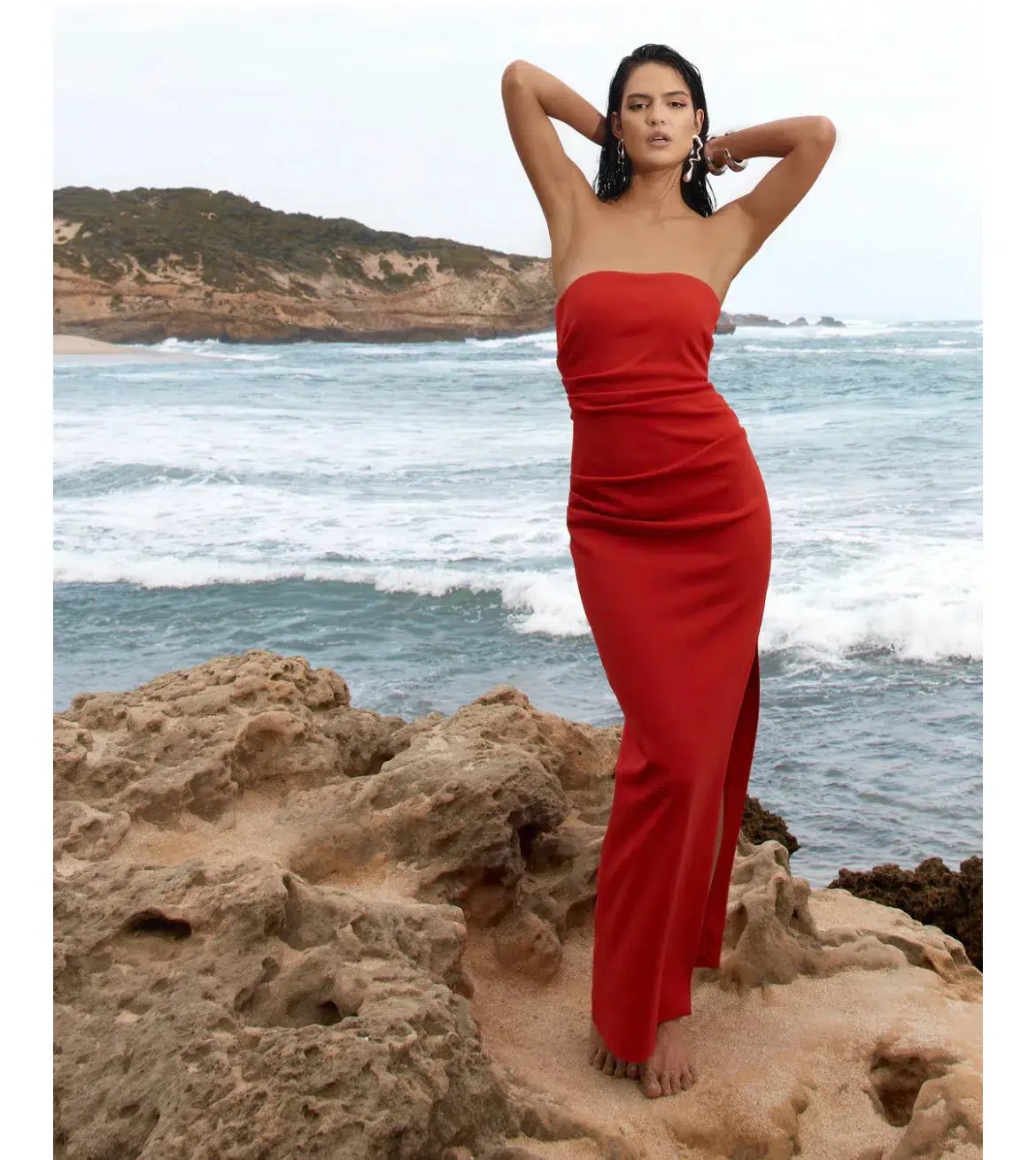Azzurielle Torin Gown Red Size 8 photo 5