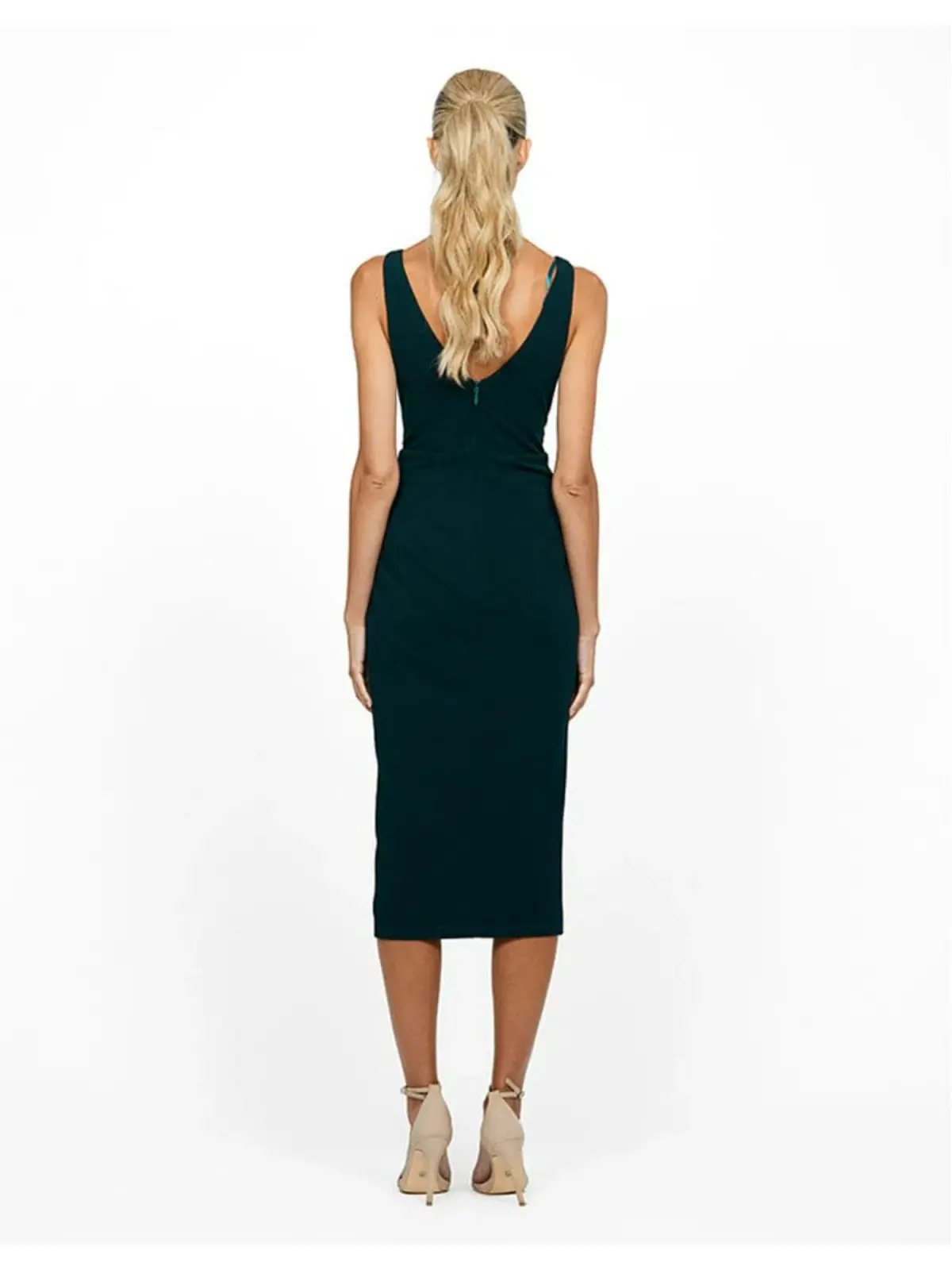 Bariano Dakota V Neck Ruffle Midi Dress in Jade Size AU 8 photo 3