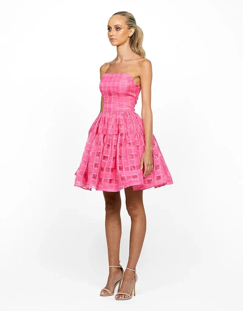 B by Bariano Loni Strapless Flip Mini Dress in Barbie Pink Size 10 photo 2