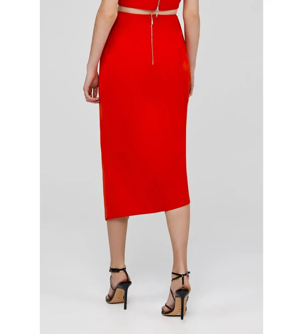 Acler Crawford Top and Ruffle Midi Skirt Set Tangerine Red Size AU 8 photo 8