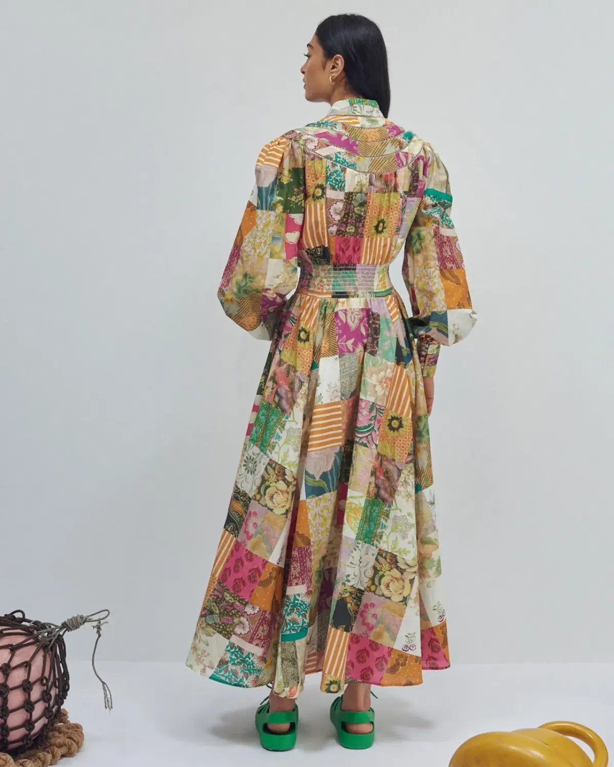 Alemais Hattie Patchwork Midi Dress Multi Print Size 8 photo 3
