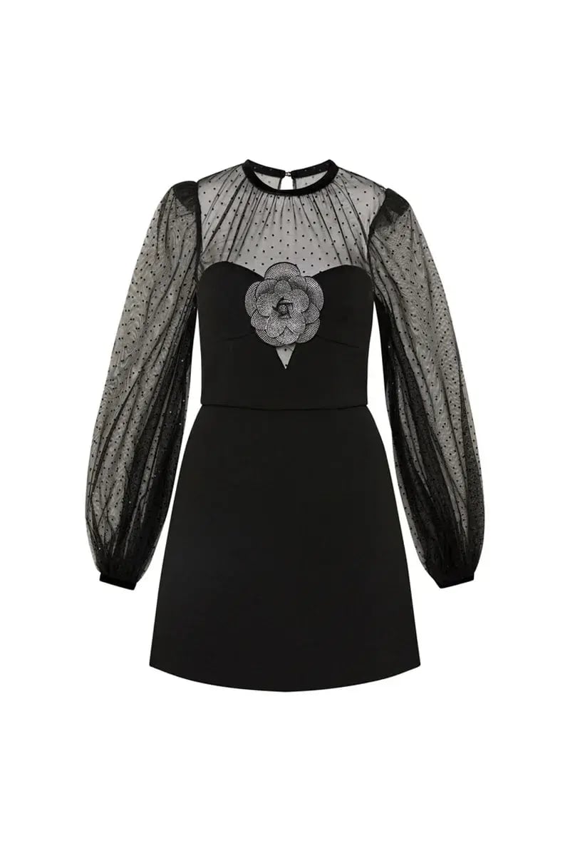 Rebecca Vallance Yvonne Flower Mini Dress Black Size 6 photo 6