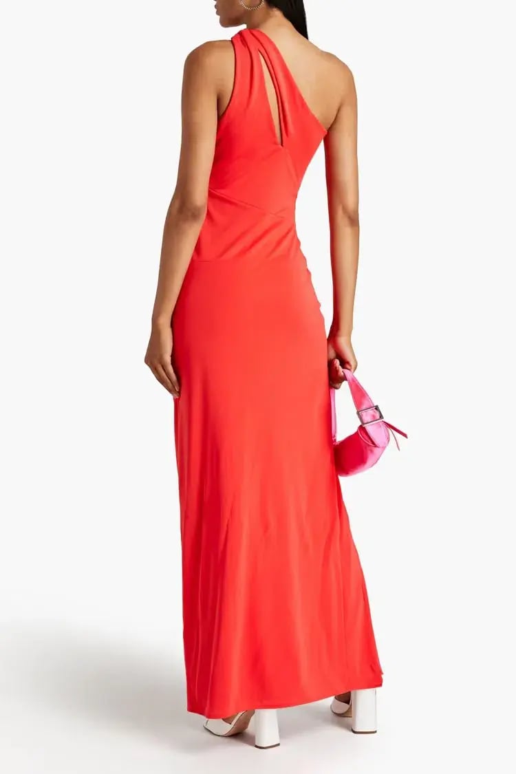 Nicholas Kinley One-Shoulder Twisted Stretch-Jersey Gown Orange  Size 8 photo 2