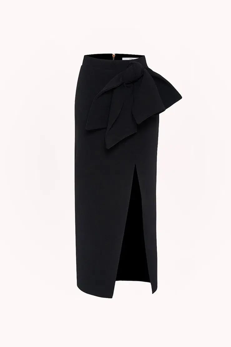 By Johnny Betina Bow Split Skirt Black Size 8 photo 4