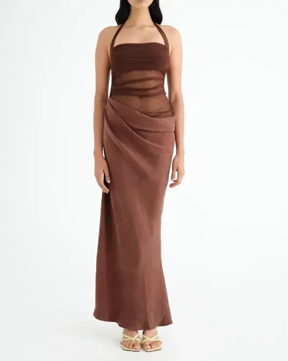 BENNI Gina Maxi Dress Brown Size 6 photo 4