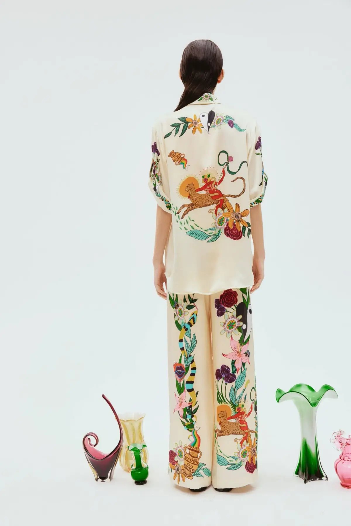 Alemais Meagan Oversized Silk Shirt and Pant Set Print Size 8 photo 3