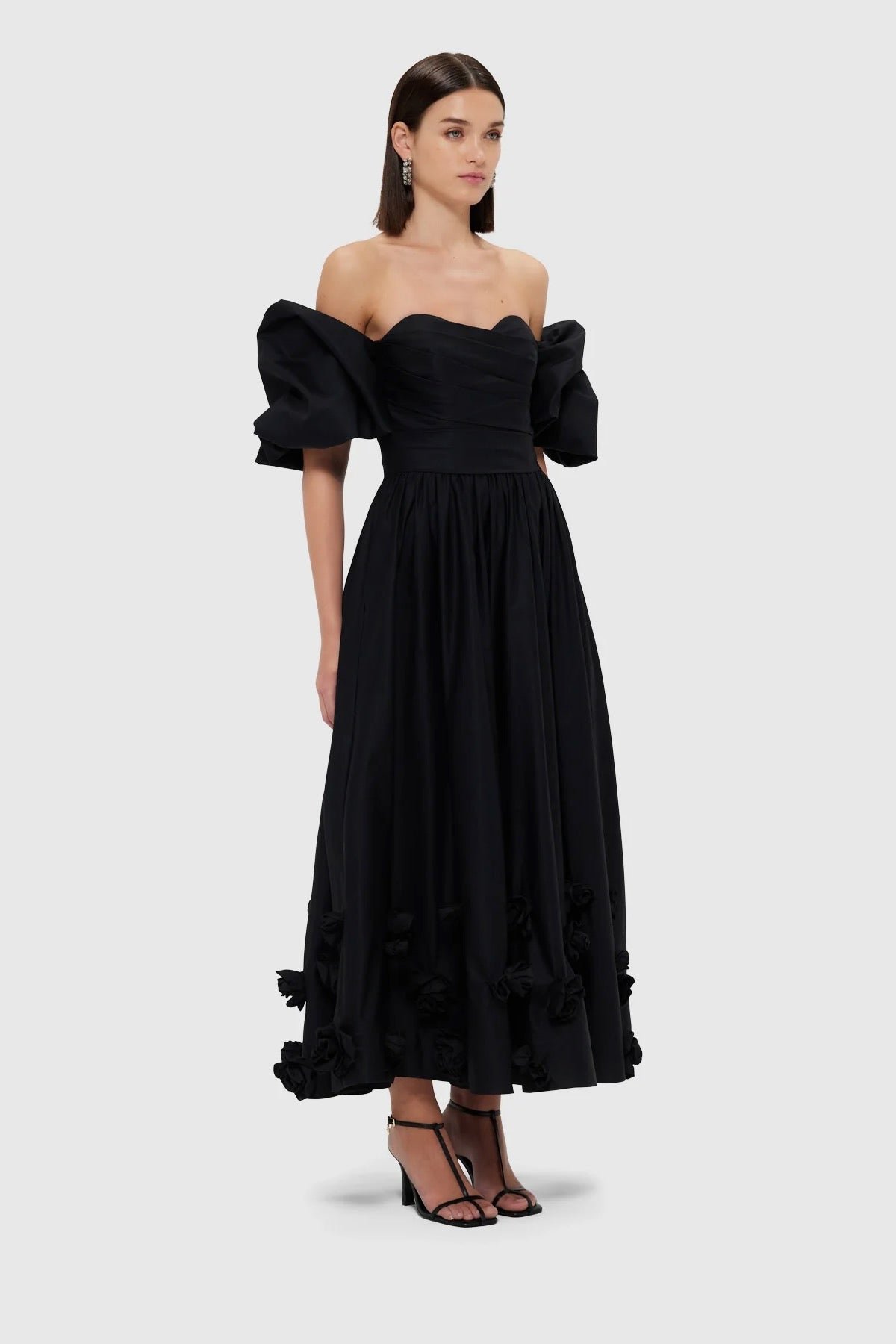 LEO LIN MIRANDA ROSE MIDI DRESS - EBONY photo 5
