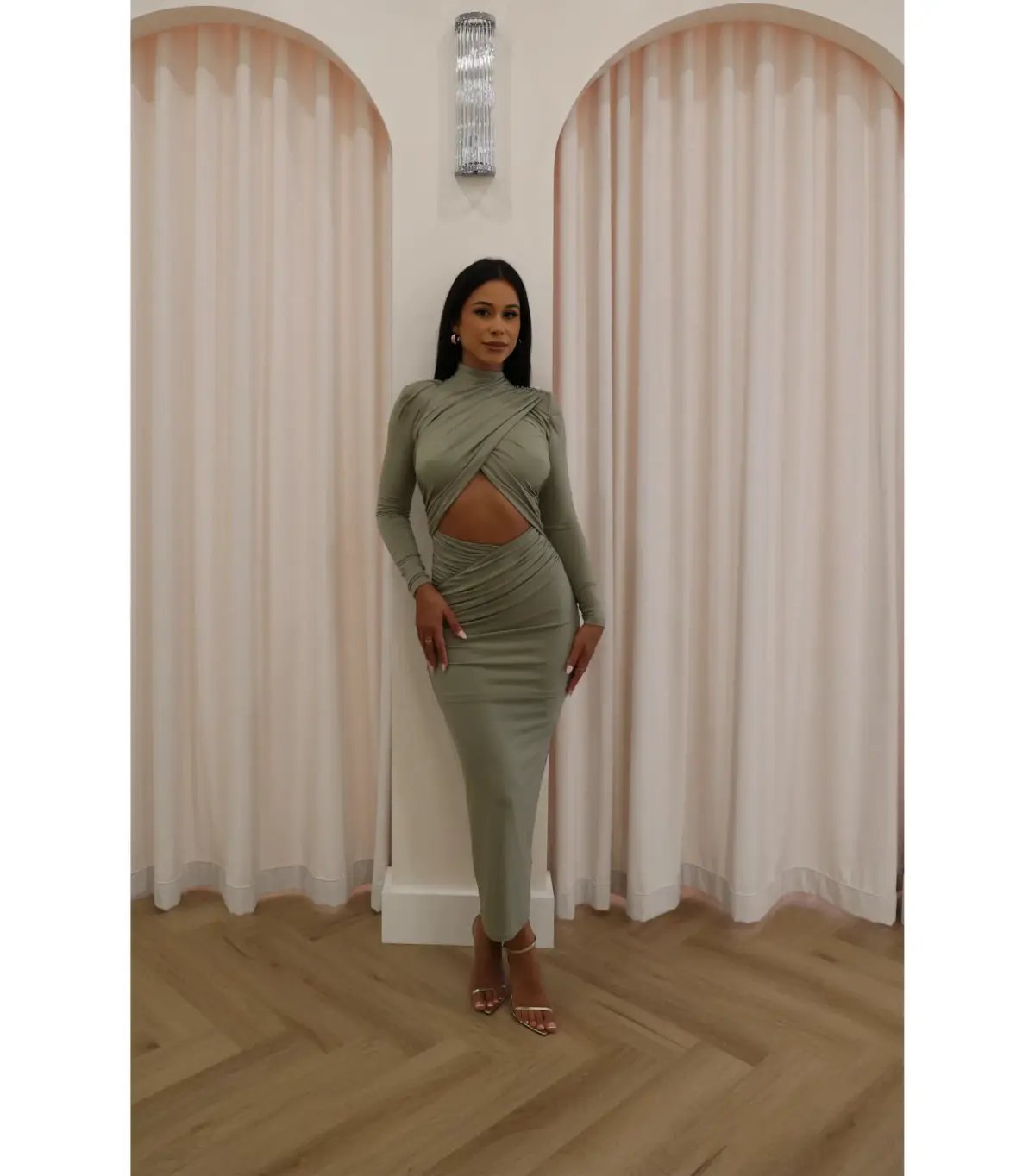 Misha Emmeline Midi Dress Sage Size 6/XS photo 3
