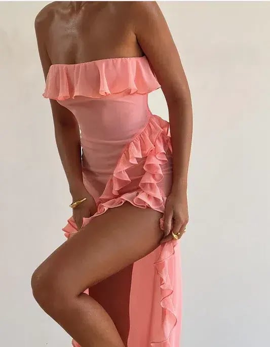 House of CB Sarina Maxi Dress Apricot Size 6 photo 4