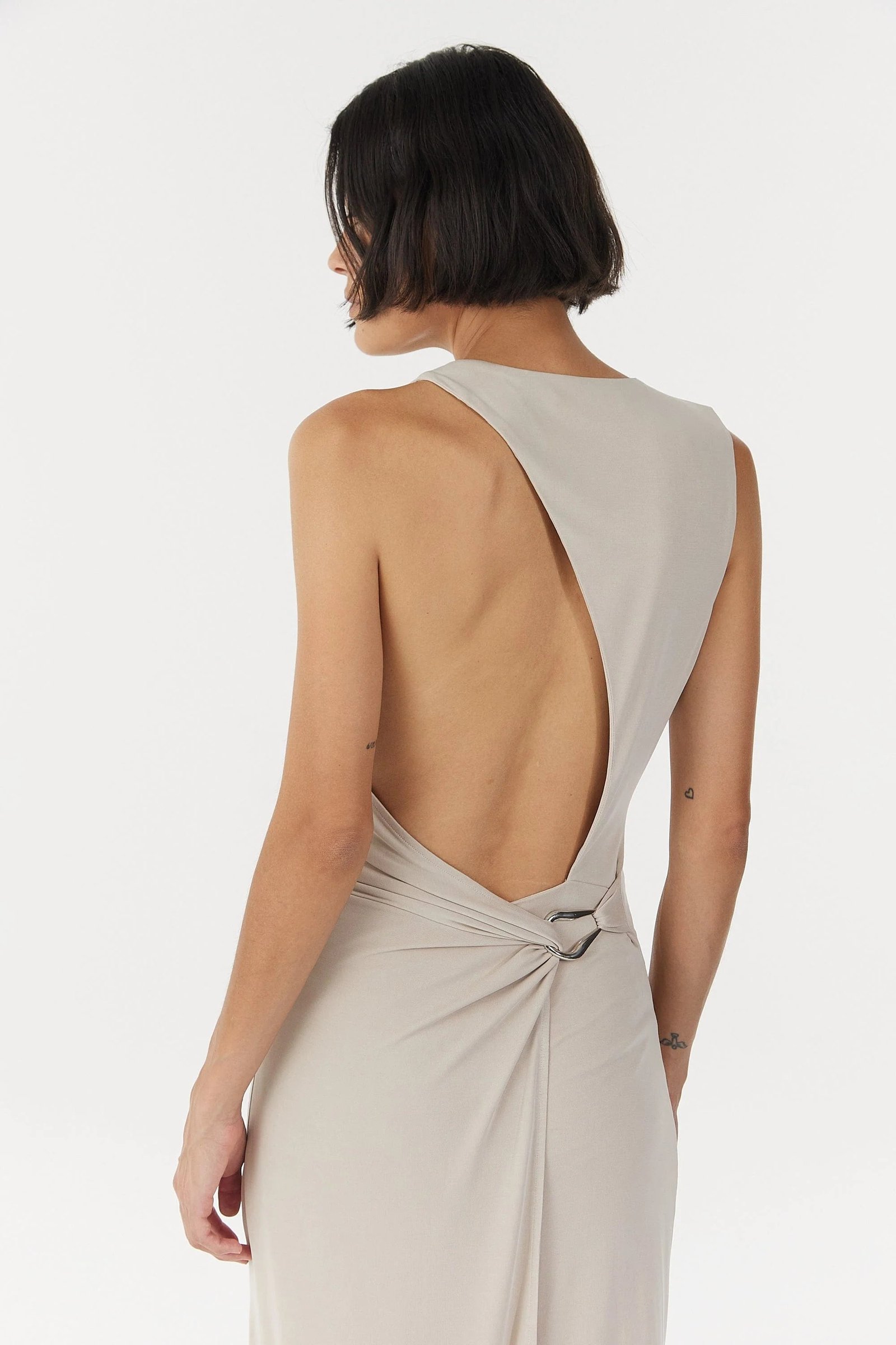 THIRD FORM STIRLING TWIST ASYMMETRIC MAXI DRESS - OYSTER GREY photo 5