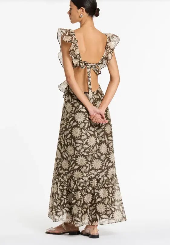 SIR THE LABEL XANITA FRILL MIDI BROWN (Size 2) photo 2