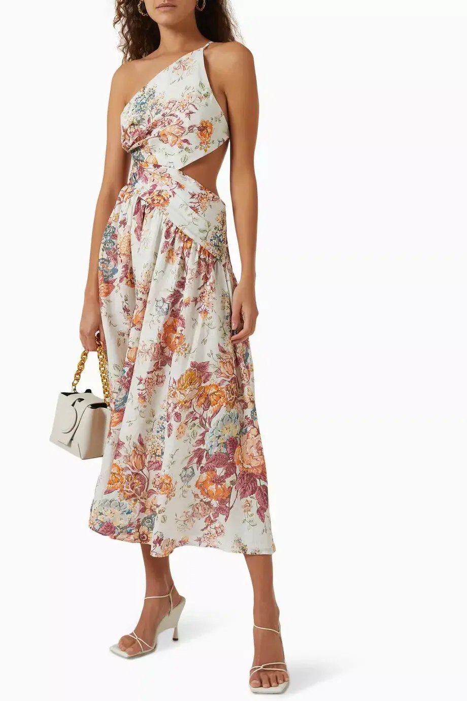 Zimmermann The Pattie Asymmetric Dress in Cream Floral Size 2/AU 12 photo 3