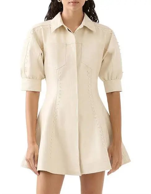 Aje Claire Pearl Mini Dress Sandstone/Beige Size 6 photo 5