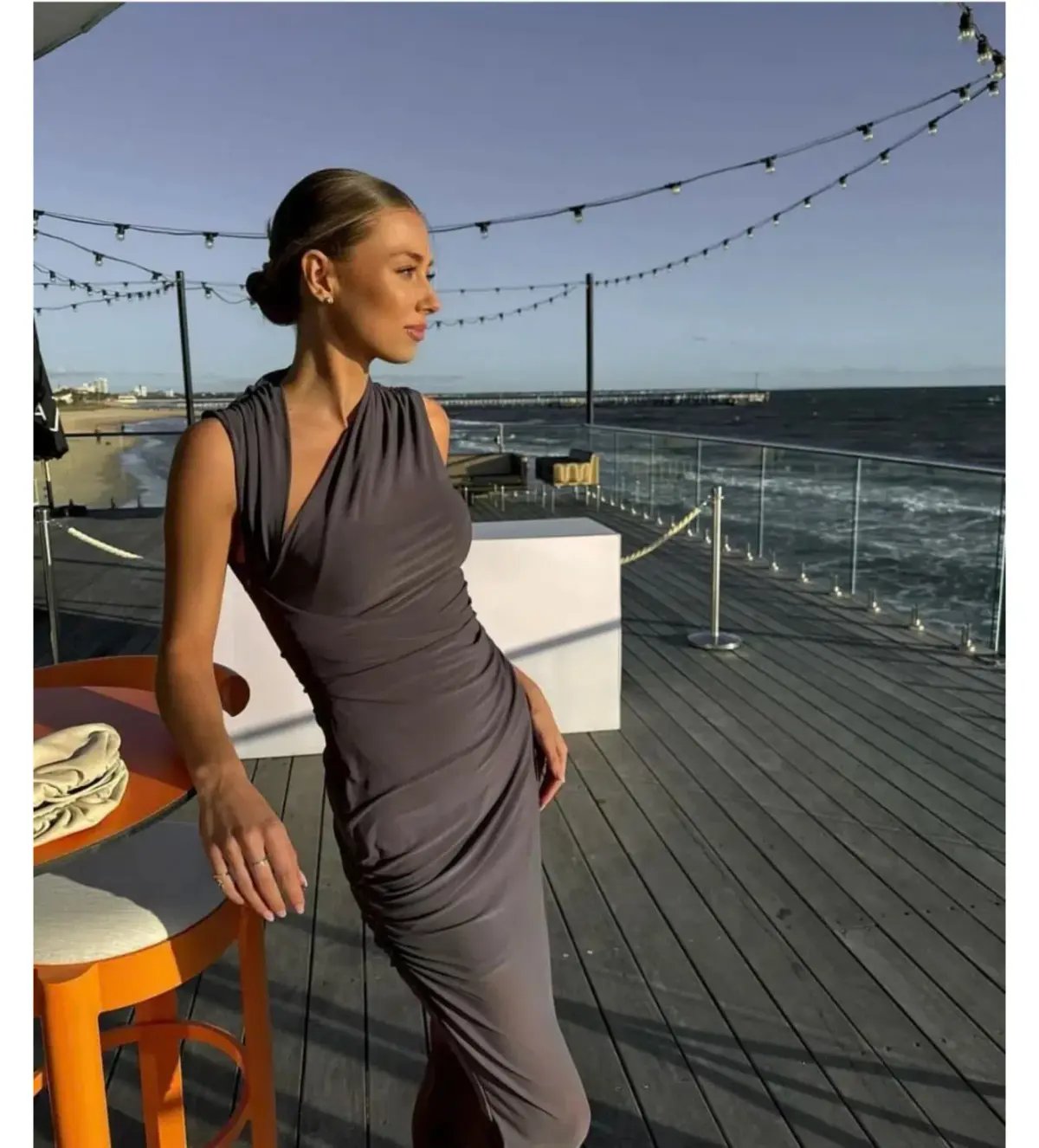 Misha Tillie Mesh Midi Dress in Slate Size 8 photo 6