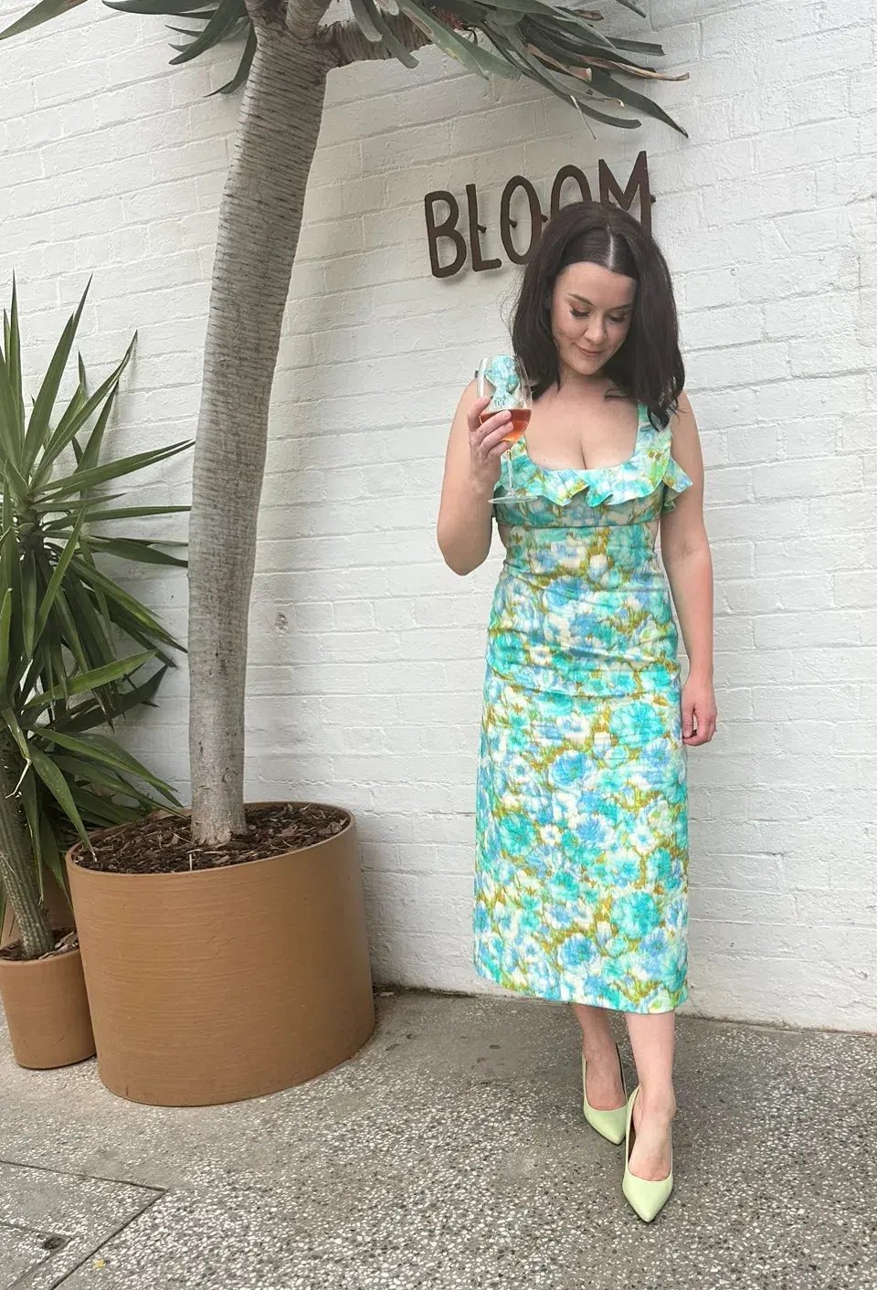 Zimmermann High Tide Frilled Midi Dress Aqua Ikat Floral Size 2 / AU 12 photo 3