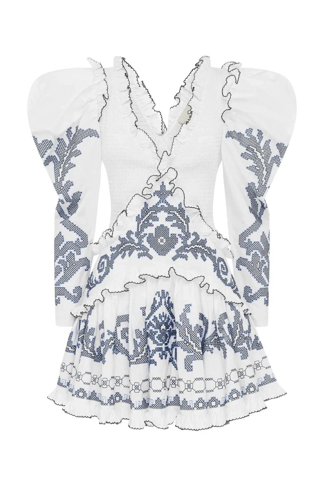 Alemais Hazel Embroidered Mini Dress in White Size AU 10 photo 3