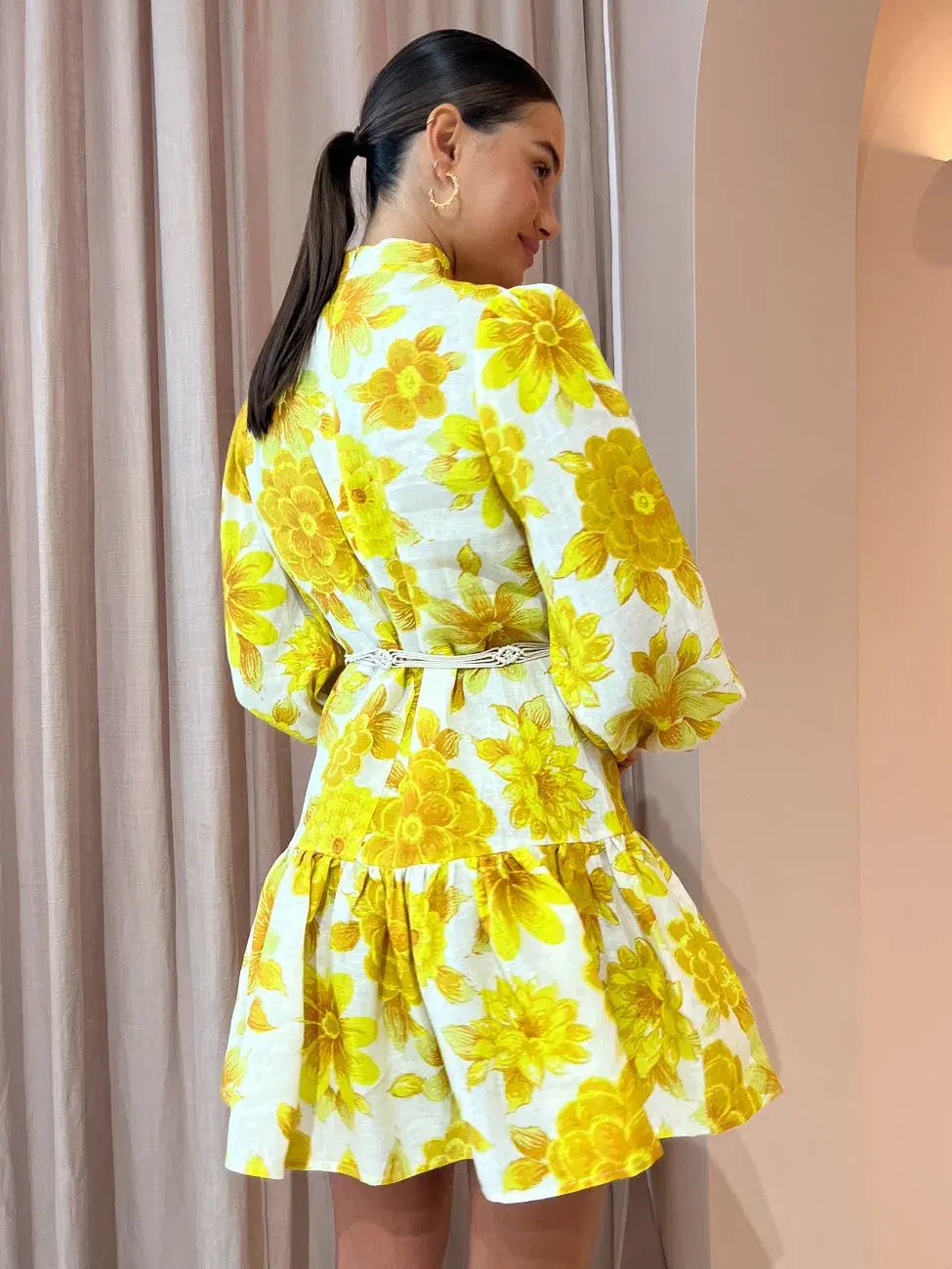Alemais Sonny Floral Yellow Mini Dress Size 8 photo 3