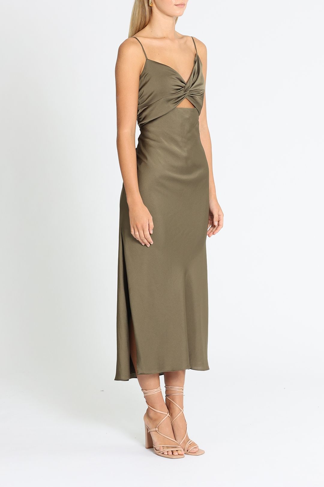 Luxe Twist Midi Dress - Pine photo 2