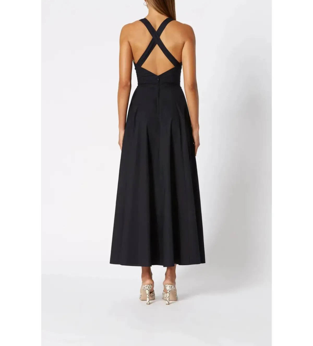 Scanlan Theodore Cotton Cross Back Dress Black Size AU 8 photo 3
