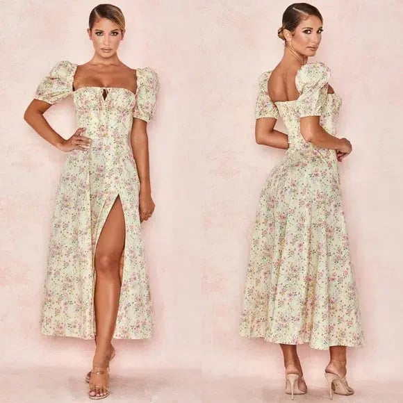 House of CB Lemon Floral Tallulah Dress Puff Sleeve Size Size 12 photo 4