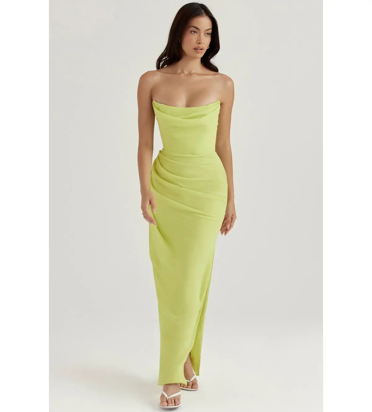 House of CB  Adriene Lime Strapless Gown Lime Size L/Au 12 photo 2