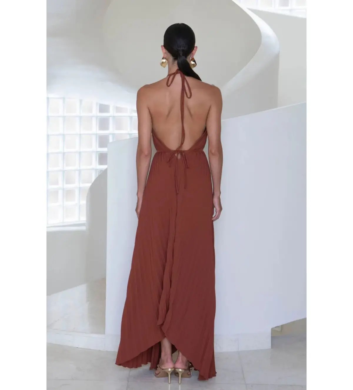 Scanlan Theodore Crepe Knit Bralette Dress Orange Size 8 photo 6