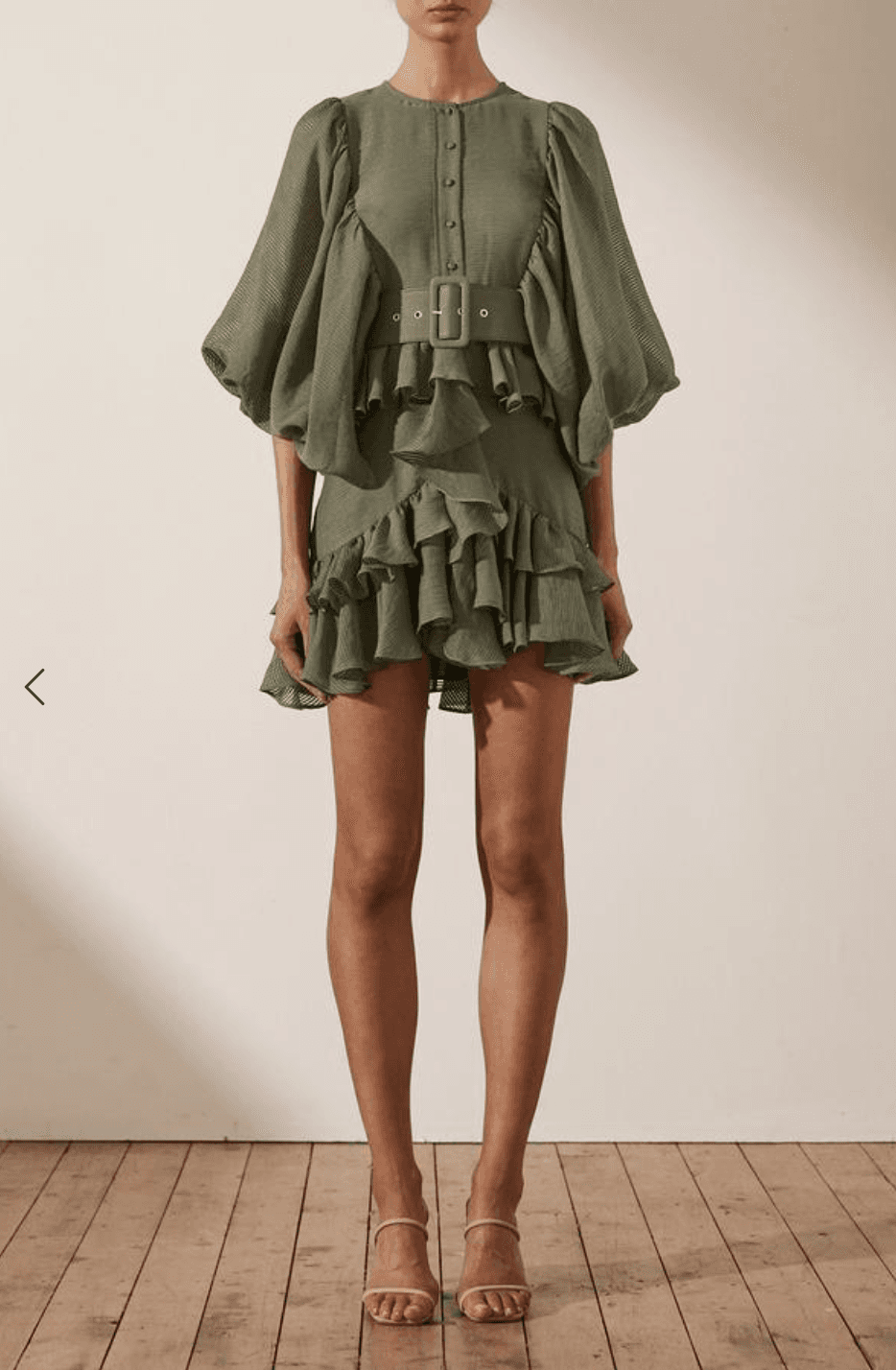 Shona Joy Charlotte Plunged Draped Mini Dress Khaki Size 8 photo 4