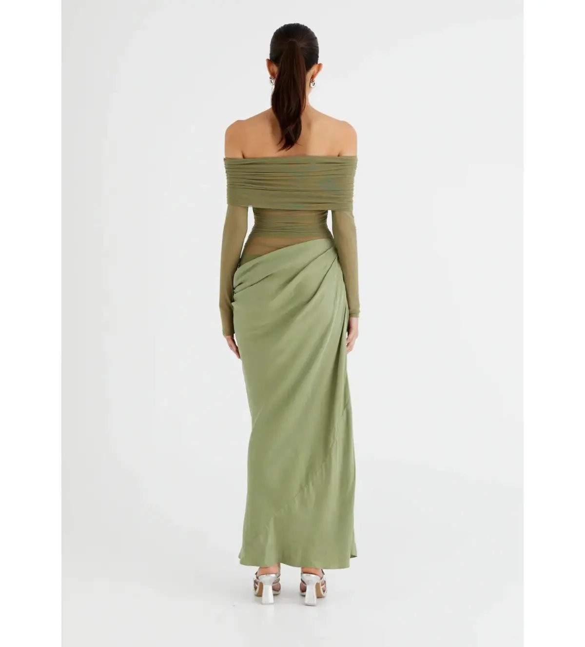 Benni Yasmin Off Shoulder Maxi in Pistachio Size 12 photo 3