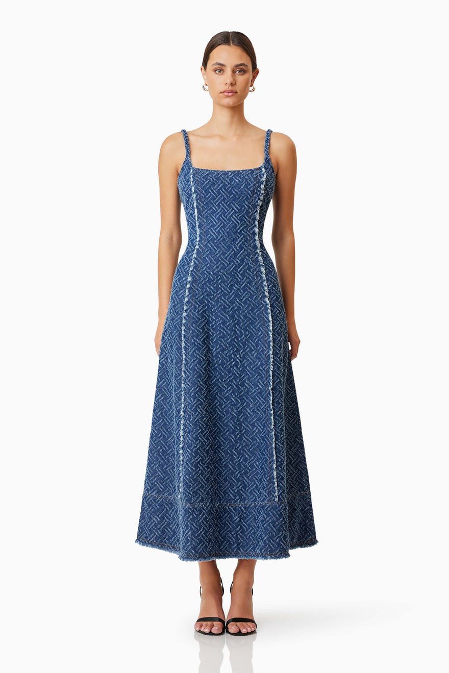 Elliatt Cora Denim Midi Dress - Navy photo 3