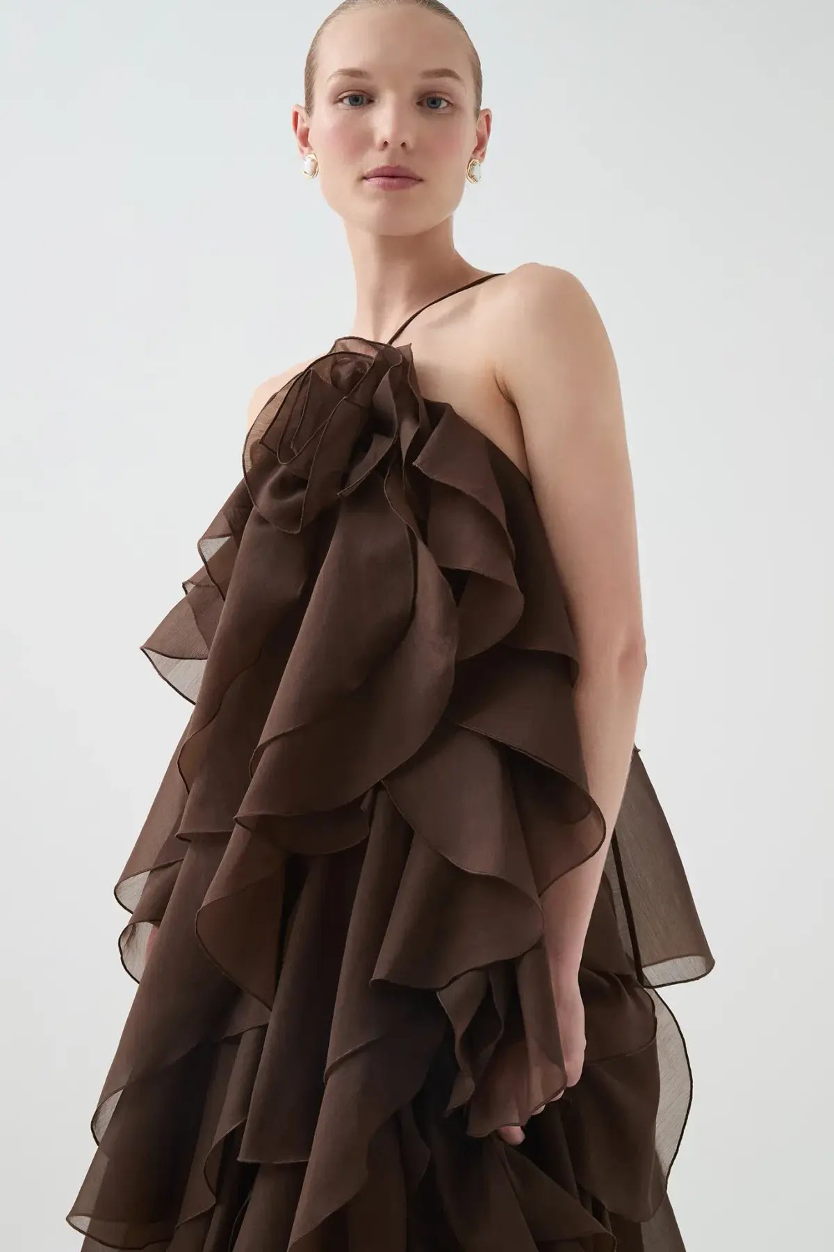 Aje Pandorea Layered Maxi Dress Carob Brown Size 16 photo 3