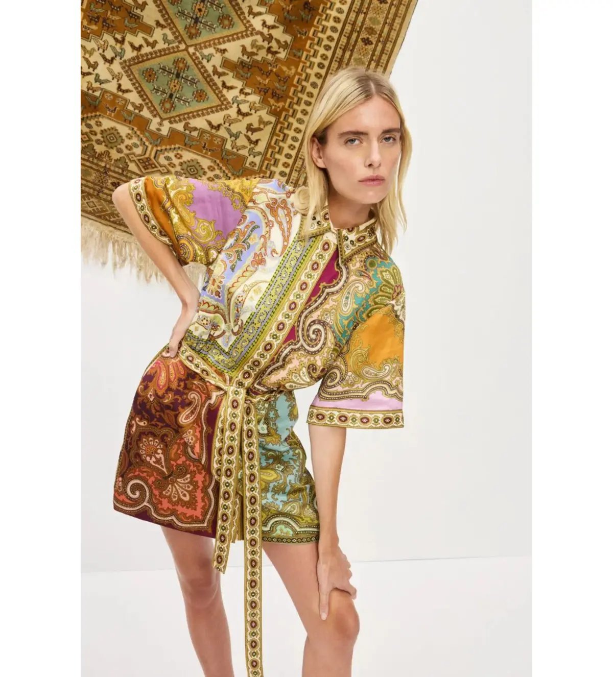 Alemais Clemenza Spliced Mini Dress Multi Print Size AU 16 photo 4