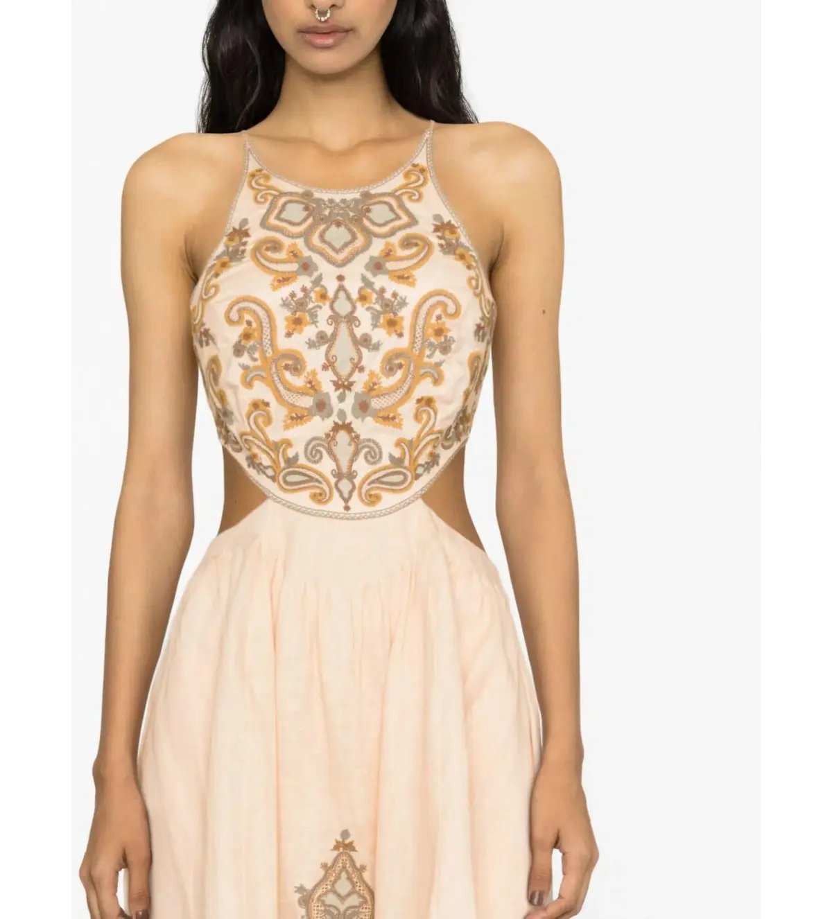 Zimmerman Devi Halter Tie Midi Dress Orange Print Size AU 10 photo 4