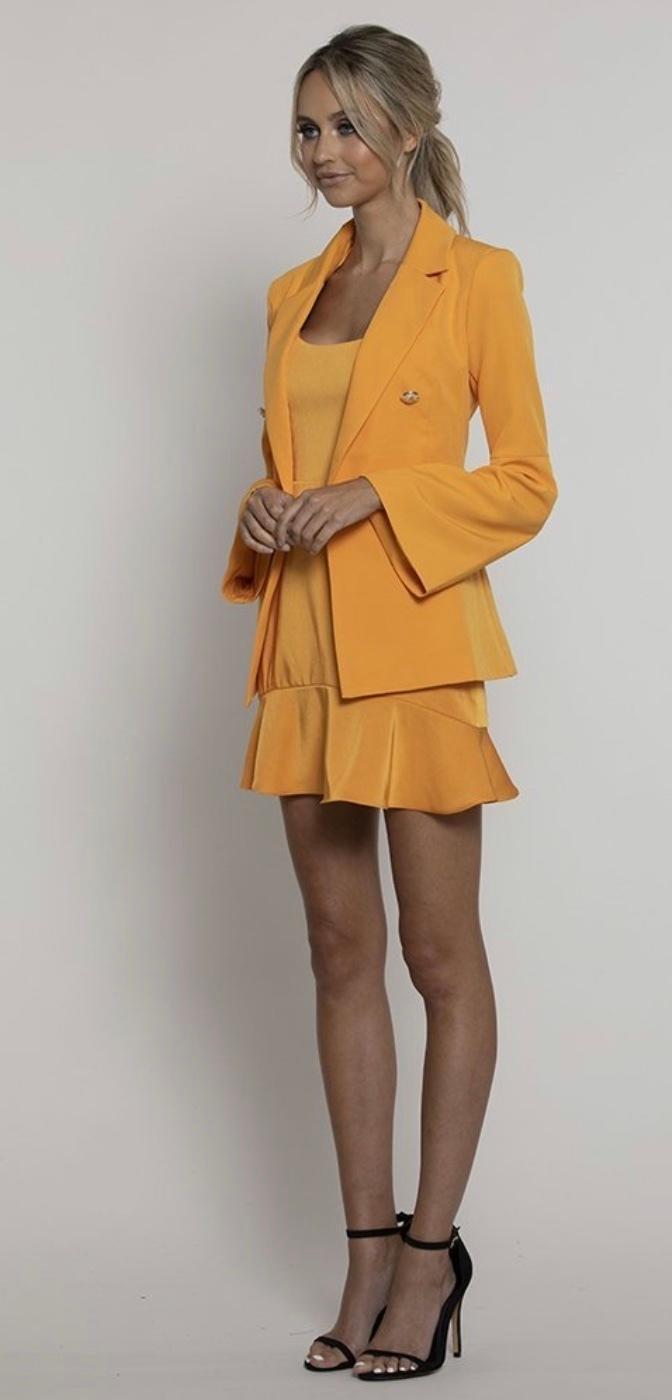 Bariano Cuba Libre Frill Mini & Vermouth Jacket Set Yellow Size 10 photo 2