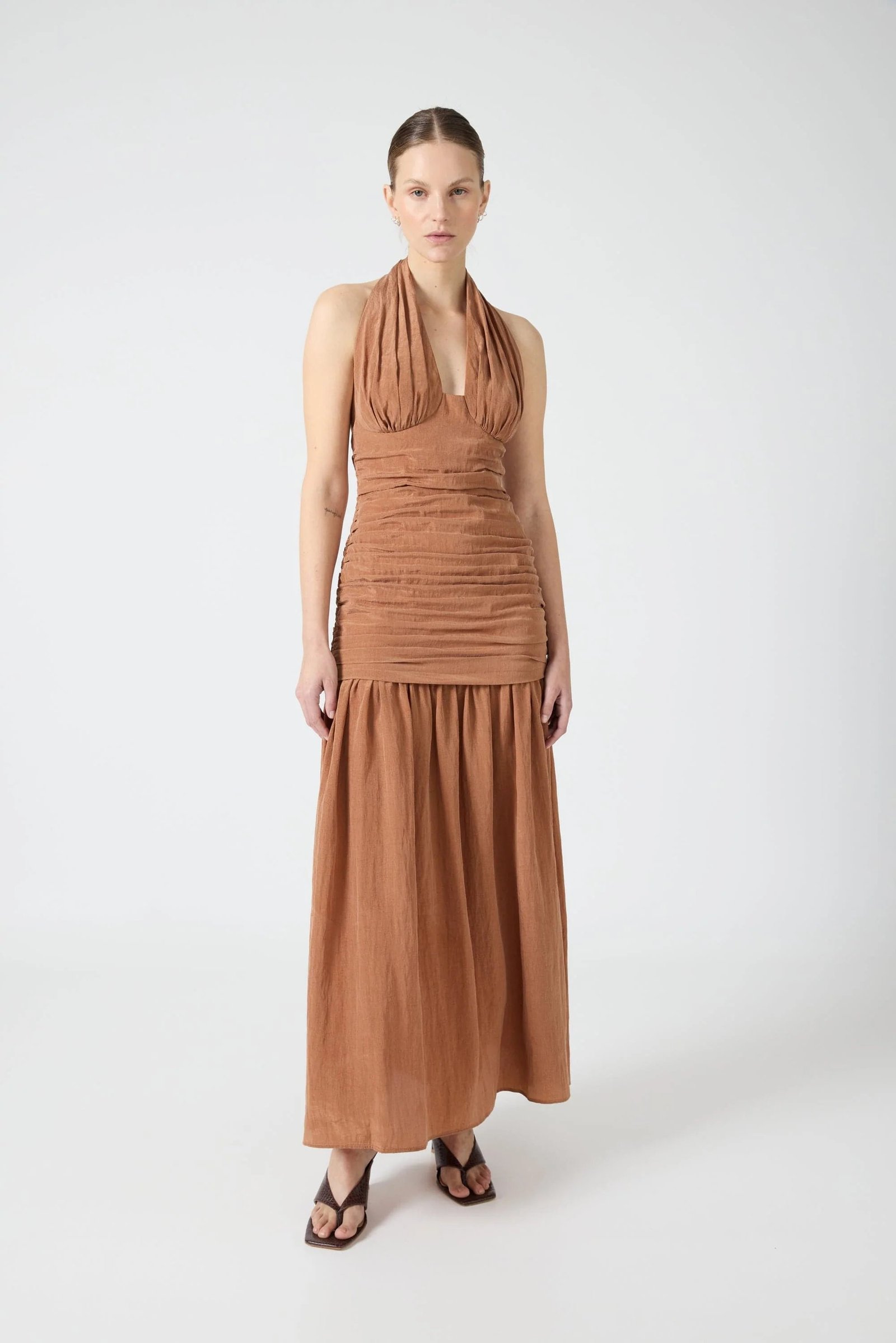 THIRD FORM ECLIPSE HALTER DRESS - RUST photo 6