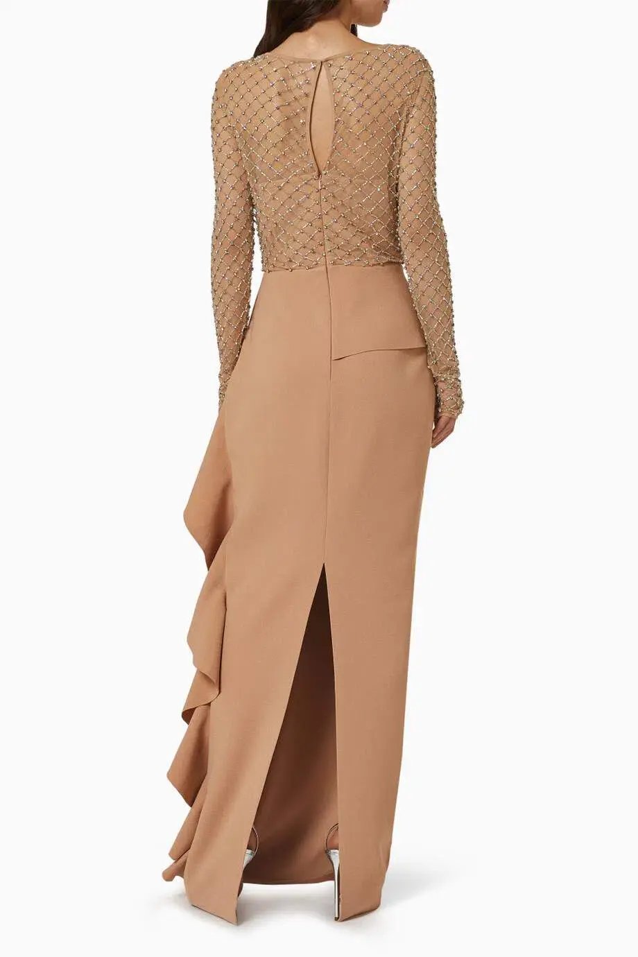 Rachel Gilbert Estelle Ruffle Gown Nude Size AU 18 photo 3