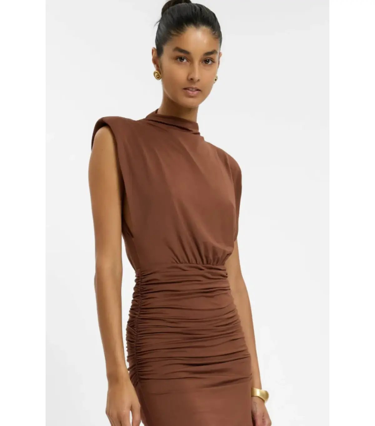 With Harper Lu Structured Shouldered Mini Dress Cafe Brown Size AU 10 photo 2