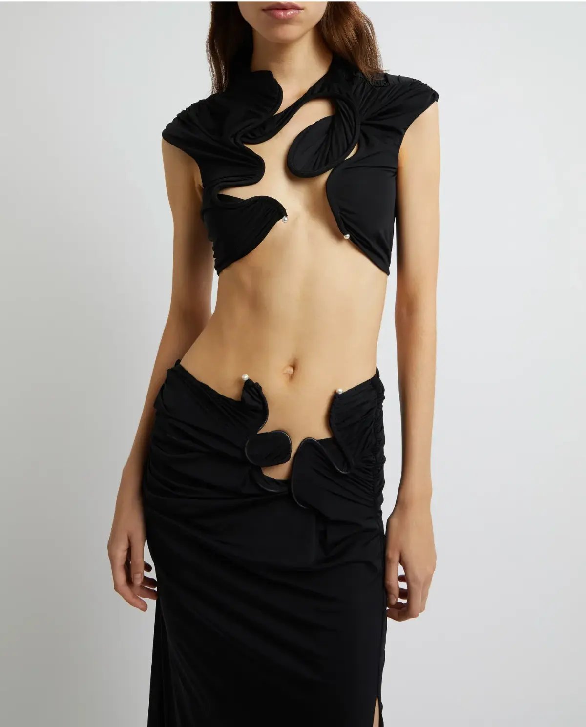 Christopher Esber Venus Crop Top and Skirt Set Black Size 6 photo 2