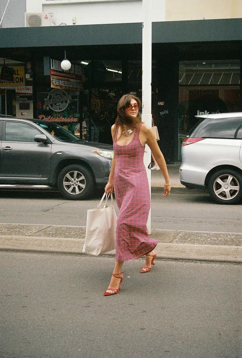 Katharina Lou The Annabel Maxi Dress in Red Tartan Size XL / AU 14 photo 3